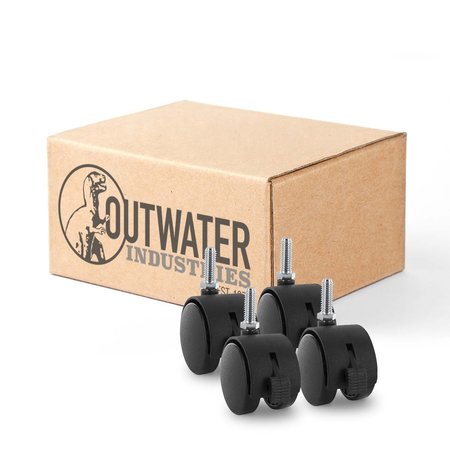 OUTWATER 2 Wheel Diameter, Black Nylon Swivel Hooded Samson Twin Wheel Caster with Brake, 4PK 3P1.14.00047